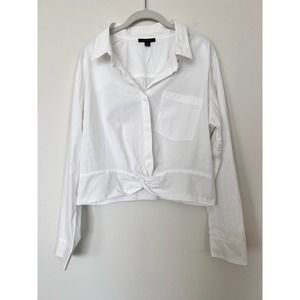 Tommy Hilfiger White Twist Waist Button Up Blouse Shirt